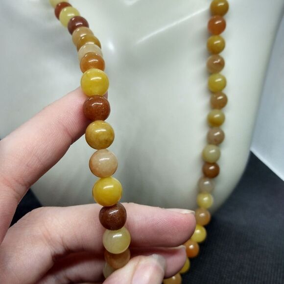 Natural amber and carnelian heavy beaded necklace - Picture 3 of 4